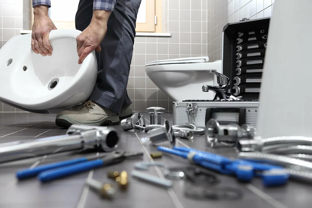 Plumbing tools prepared for a bathroom repair in Valrico