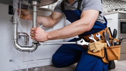 Technician using electronic equipment to detect a plumbing leak in Valrico